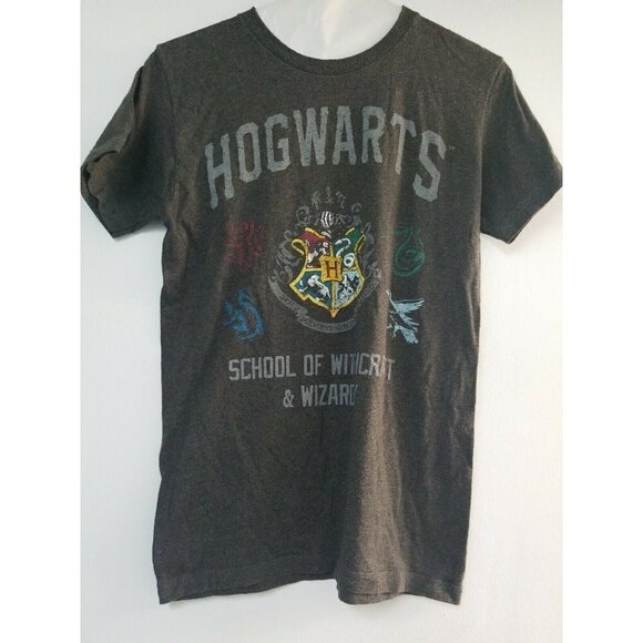 Harry Potter TShirt Gray Sz S HOGWARTS SCHOOL OF W - Picture 1 of 3